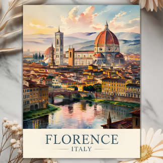 Florence Duomo Kathedrale Watercolor Reisen Postkarte