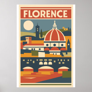 Florence Duomo Poster Vintage Travel Italy 