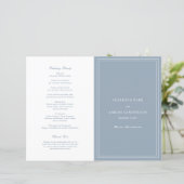 Florence Dusty Blue Elegant Wedding Program (Stehend Vorderseite)