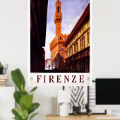 Florence Firenze Italien - Vintage Travel Posters Poster (Heimbüro)