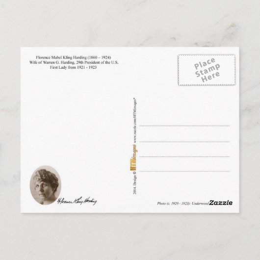 Florence Harding, First Lady of the USA Postkarte (Rückseite)