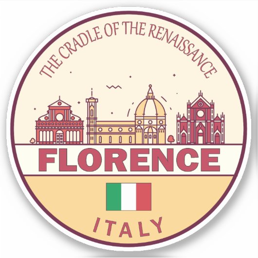 Florence Italy City Skyline Emblem Aufkleber (Vorderseite)
