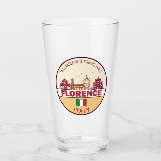 Florence Italy City Skyline Emblem Glas (Vorderseite)