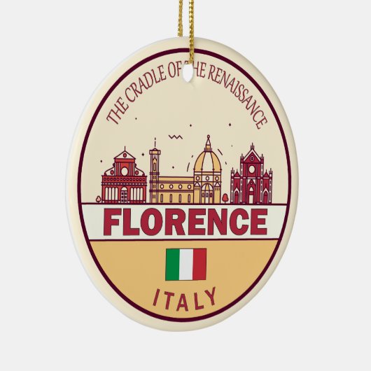 Florence Italy City Skyline Emblem Keramik Ornament (Rechts)