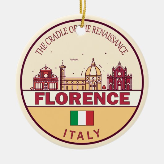 Florence Italy City Skyline Emblem Keramik Ornament (Vorne)