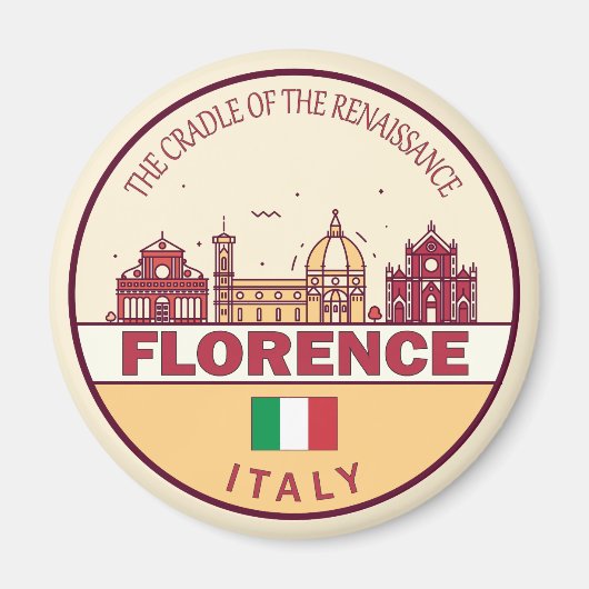 Florence Italy City Skyline Emblem Magnet (Vorne)