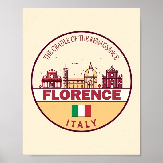 Florence Italy City Skyline Emblem Poster (Vorne)