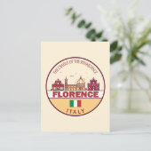 Florence Italy City Skyline Emblem Postkarte (Stehend Vorderseite)