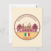 Florence Italy City Skyline Emblem Postkarte (Vorne/Hinten)