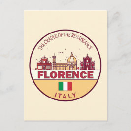 Florence Italy City Skyline Emblem Postkarte