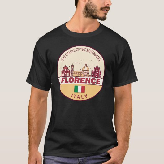 Florence Italy City Skyline Emblem T-Shirt (Vorderseite)