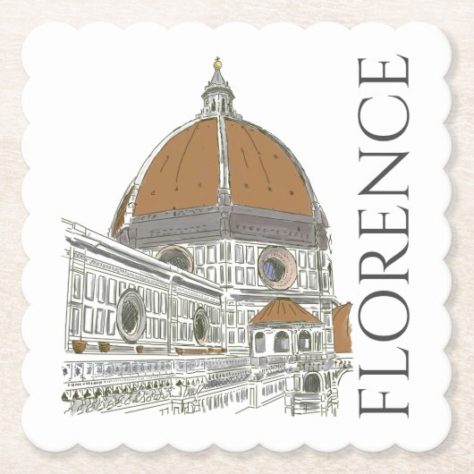 Florence Italy Duomo Pen and Ink Illustration Untersetzer (Vorderseite)
