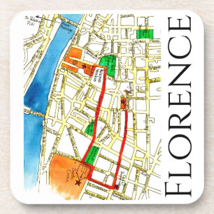 Florence Italy farbenfrohe Hand Drawn Street Map Getränkeuntersetzer