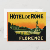 Florence Italy HOTEL DeROME Postkarte (Vorne/Hinten)