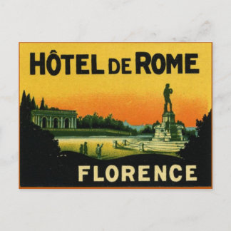 Florence Italy HOTEL DeROME Postkarte