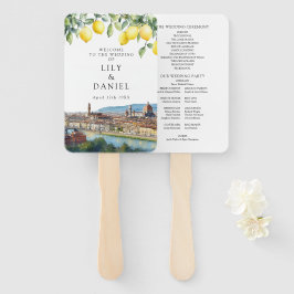 Florence Italy Lemons Watercolor Wedding Program Fächer