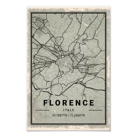 Florence italy map print poster canvas (Vorne)