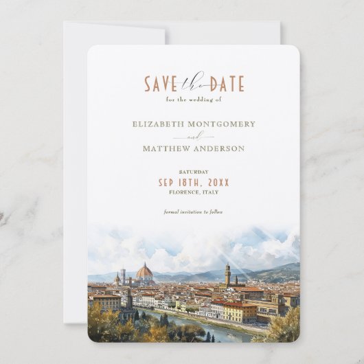 Florence Italy Skyline Rett-the-Date Einladung (Vorderseite)