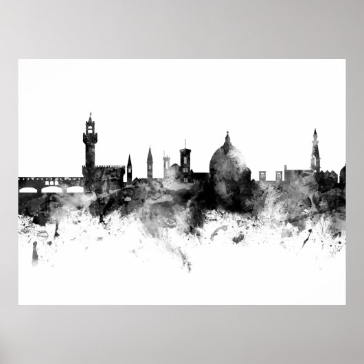 Florence Italy Skyline Schwarz-weiß Poster (Vorne)