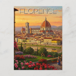 Florence Italy Skyline Sunset Postkarte