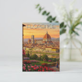 Florence Italy Skyline Sunset Postkarte (Stehend Vorderseite)
