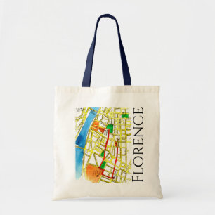 Florence Italy Street Map in Watercolor und Ink Tragetasche