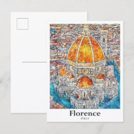 Florence Italy Wasserfarben Sketch Hand Drawing Postkarte