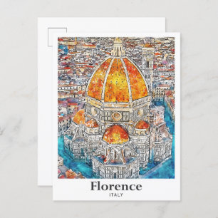 Florence Italy Wasserfarben Sketch Hand Drawing Postkarte