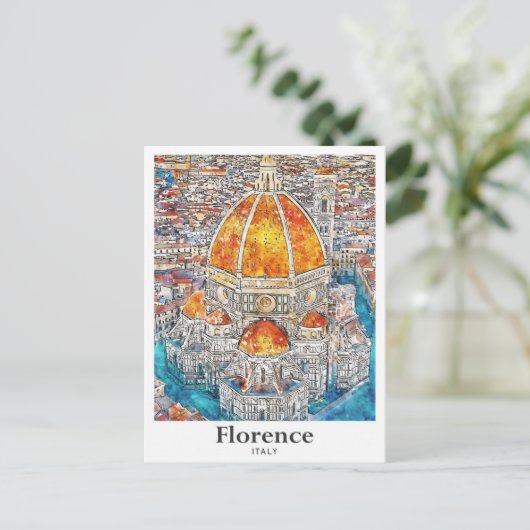 Florence Italy Wasserfarben Sketch Hand Drawing Postkarte (Stehend Vorderseite)