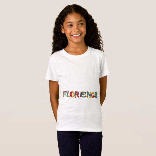 Florence Name in lebendigem Häkelmuster T-Shirt (Vorne ganz)
