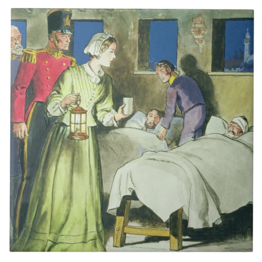 Florence Nightingale (1820-1910) 'von den Blicken Fliese (Vorderseite)