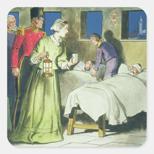 Florence Nightingale (1820-1910) von "Peeps into Quadratischer Aufkleber (Vorderseite)