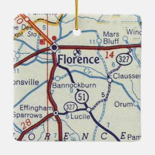 Florence SC Vintage Karte Keramikornament (Rückseite)