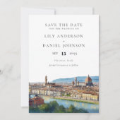 Florence Skyline Aquarell-Foto-Hochzeit Save The Date (Vorderseite)