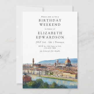 Florence Skyline Watercolor Birthday Weekend Einladung