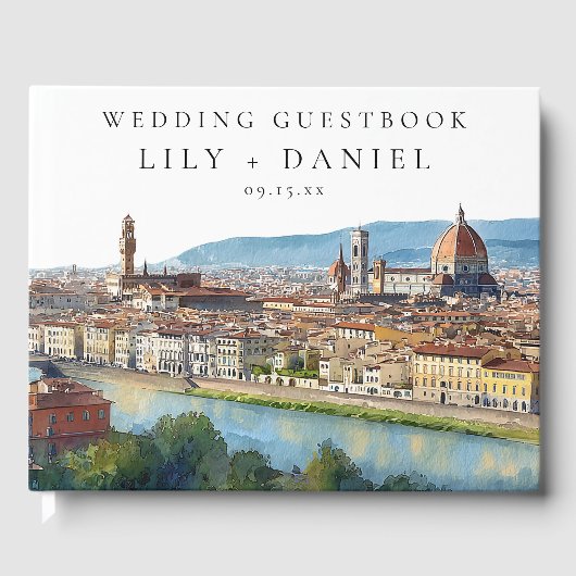 Florence Skyline Watercolor Wedding Gästebuch (Vorderseite)