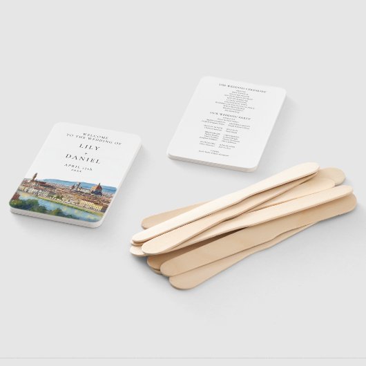 Florence Skyline Watercolor Wedding Program Fächer (Non-assembled)