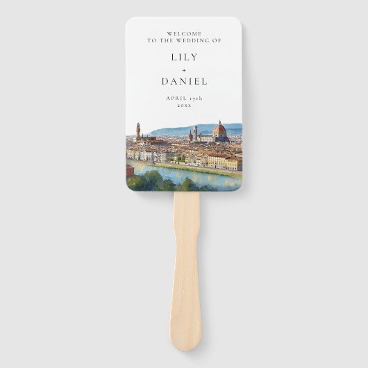 Florence Skyline Watercolor Wedding Program Fächer (Vorderseite)