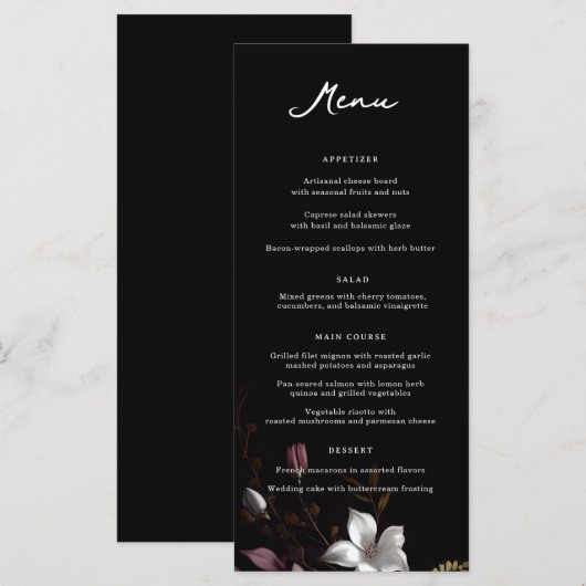 Florence Wedding Dinner Menu Menükarte (Vorne/Hinten)