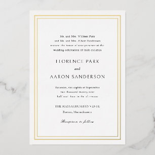 Florence White Elegant Wedding Folieneinladung