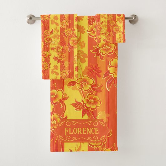 Florence Yellow und Orange Floral Badhandtuch Set (Insitu)