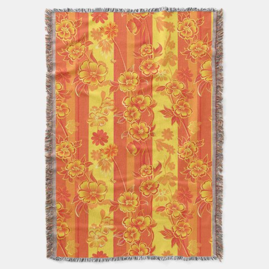 Florence Yellow und Orange Floral Decke (Vorderseite Vertikal)
