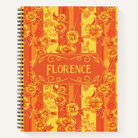 Florence Yellow und Orange Floral Deluxe Notizblock (Vorderseite)