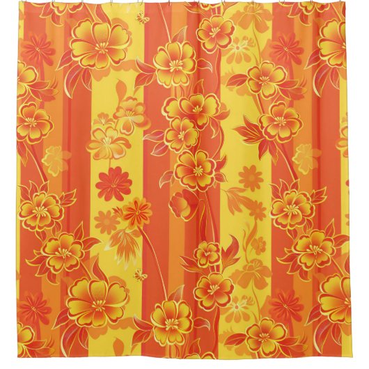 Florence Yellow und Orange Floral Duschvorhang (Vorderseite)
