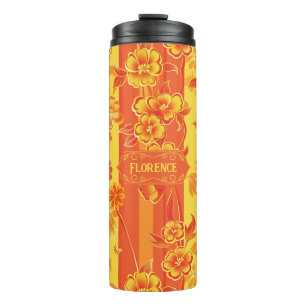 Florence Yellow und Orange Floral Thermosbecher