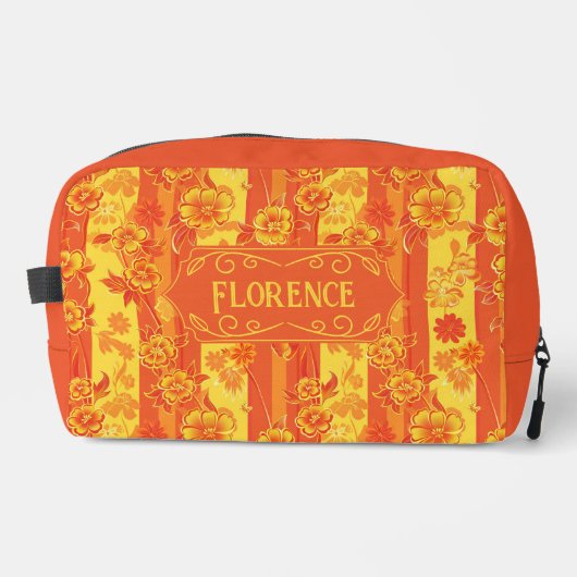 Florence Yellow und Orange Floral Waschbeutel (Vorderseite)