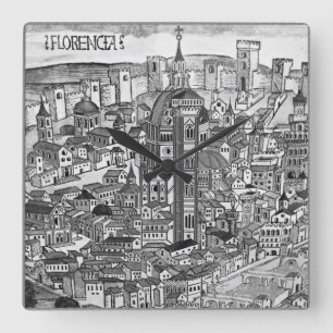 Florencia Bianco e Nero 1493 Quadratische Wanduhr