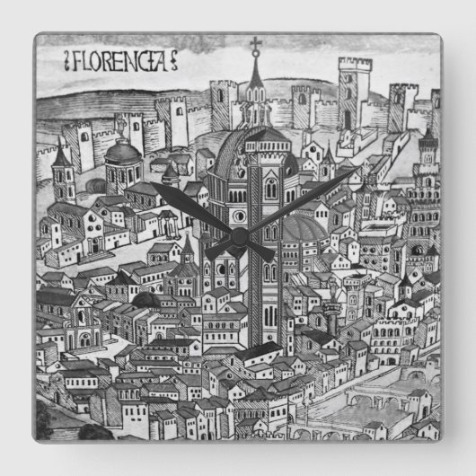 Florencia Bianco e Nero 1493 Quadratische Wanduhr (Vorderseite)
