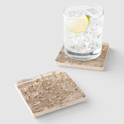 Florencia Sepia Travertine Untersetzer (Seitenansicht)