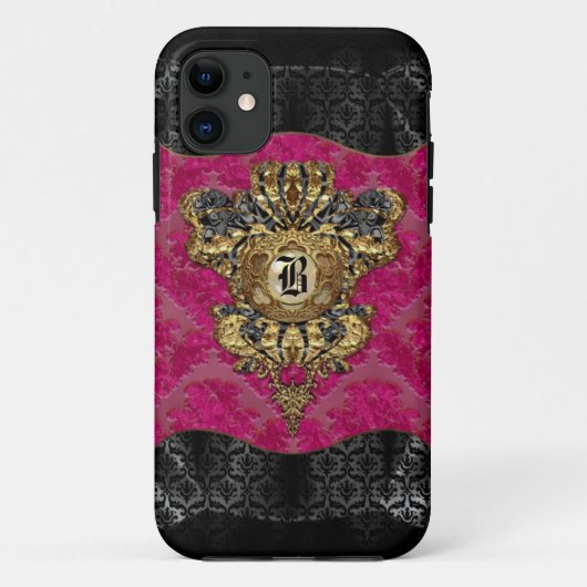 Florendyne Elegant Damask Monogram Case-Mate iPhone Hülle (Rückseite)
